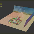 Detailed Desert Architectural Model With Courtyard Plants Sandy Terrain And Pyramids