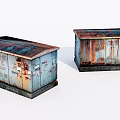 Two Rusty Metal Stools Featuring Weathered Surfaces And Industrial Design Details