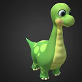 Cute Cartoon Style Reptile 3D Model With Green Body Yellow Belly And Big Eyes