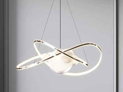 Stylish Modern Chandelier With Circular Metal Rings And White Sphere Design 3d model