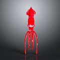 Red Squid Aquatic Animal Sculpture With Transparent Tentacles And Body Design