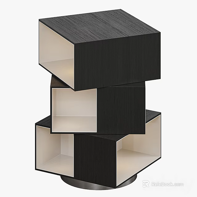 Modern Geometric Stacked Side Table With Black White Storage Compartments 3d model