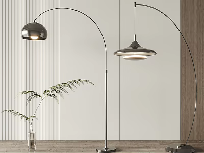 Modern Minimalist Arc Floor Lamps With Plant Decor 3d model