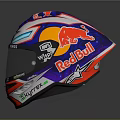 Colorful Weapon Helmet With Blue Purple Red Design Visor And Keep You Wings Logo
