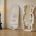 Interior Decor With Two White Mirrors Floor Lamp And Wooden Floor