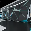 Futuristic Control Room Interior With High Tech Blue White Design And Circular Console Screens
