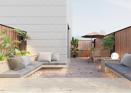 Modern Garden Terrace Garden 3d model