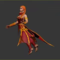 Red Haired Female Fantasy Warrior With Gold And Red Winged Armor 3D Render
