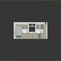 Modern Kitchen Interior With Orange Island Counter White Cabinets Stove Range Hood And Checkerboard Tiles