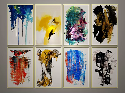 Abstract Art Paintings Collection Showcasing Vibrant Colors And Expressive Brushstrokes 3d model