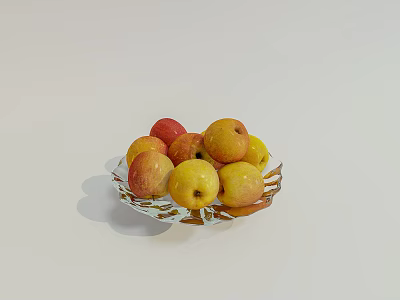 Transparent Ceramic Fruit Bowl Filled With Fresh Red And Yellow Apples 3d model