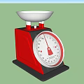 Red Kitchen Scales With White Dial And Black Base For Home Kitchen Use 3d model