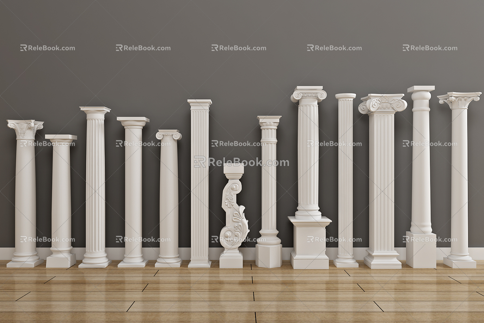 European Roman Column Gypsum Column Component Carving 3d model