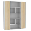 Contemporary Wooden Cabinet With Glass Shelves And Modern Storage Design