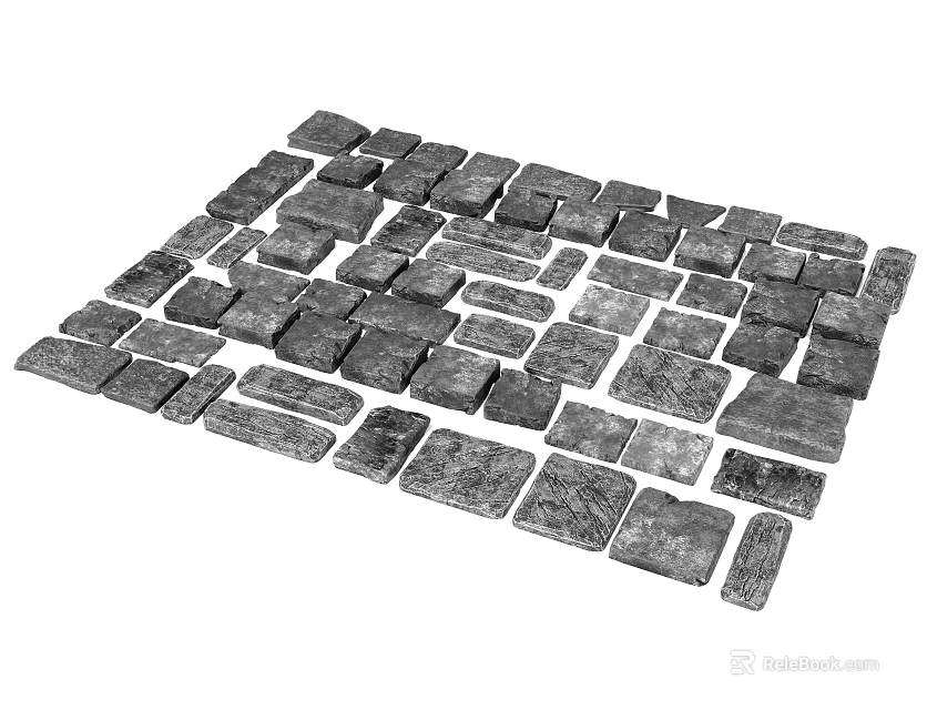 Stepping Stones Path With Irregular Natural Stone Slabs For Outdoor Garden Walkway 3d model 