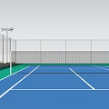 Two Outdoor Tennis Courts Layout With Green Surfaces Blue Courts And Fencing
