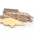 Modern Outdoor Construction Site With Sandbags Wooden Planks And Canvas Sheet