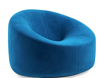 Comfortable Modern Blue Velvet Leisure Chair With Rounded Curved Design 3d model