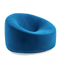 Comfortable Modern Blue Velvet Leisure Chair With Rounded Curved Design