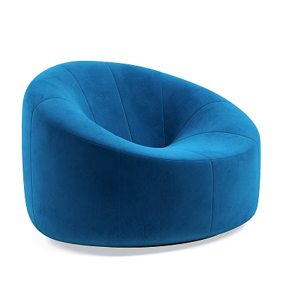 Comfortable Modern Blue Velvet Leisure Chair With Rounded Curved Design 3d model