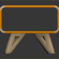 Modern Orange Side Table With Wooden Legs And Open Storage Shelf Design