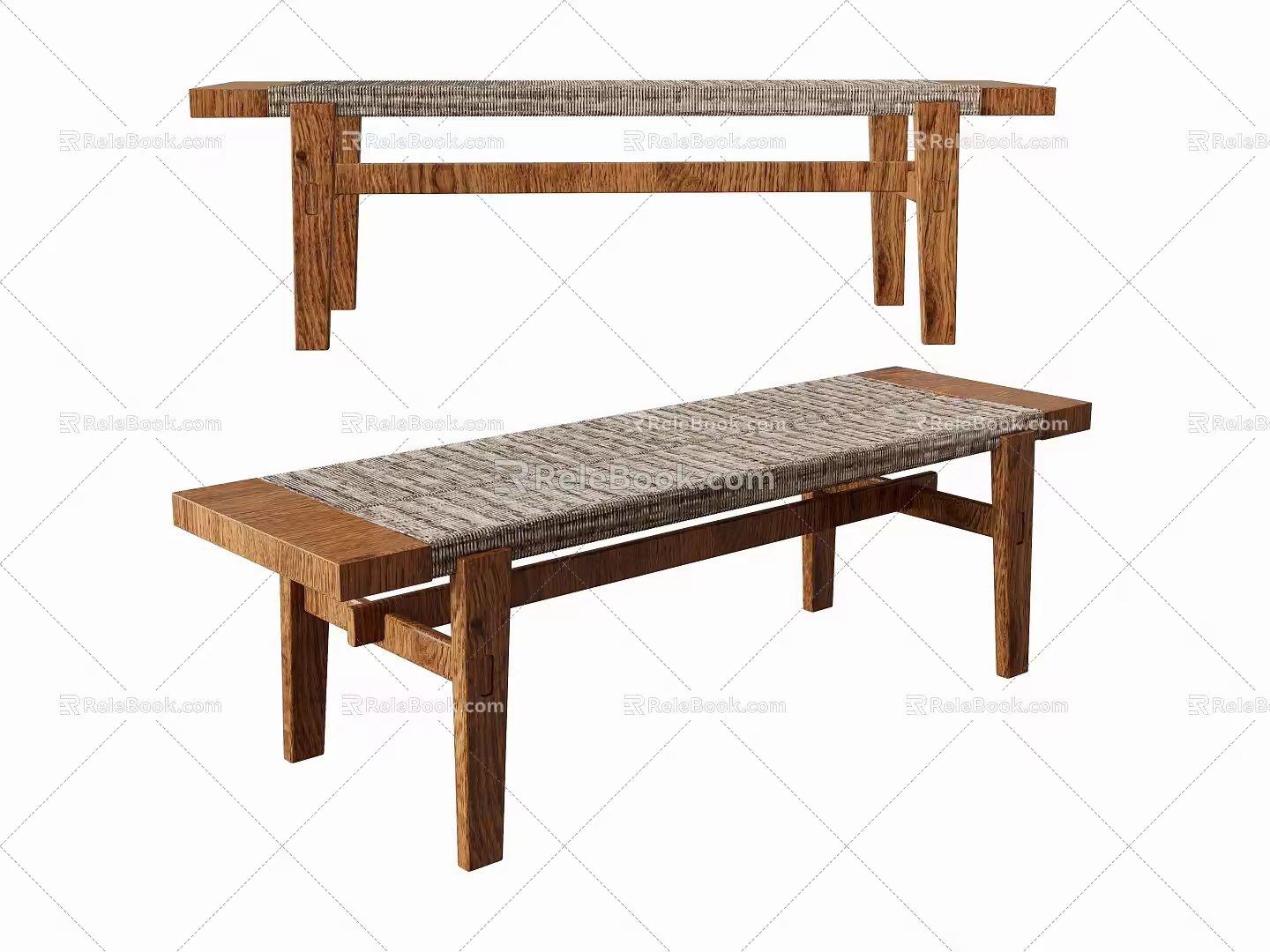 Bed End Stool Bench Log Bench Shoe Stool 3d model
