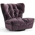 Single Purple Velvet Tufted Sofa with Plush Backrest and Black Base for Modern Living Room