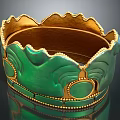 Elegant Green And Gold Decorative Bracelet With Scalloped Edges And Circular Motifs