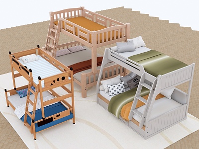 Children's bed bunk bed 3d model