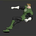 Green Lantern Action Figure In Green Black Costume With Mask And Dynamic Pose