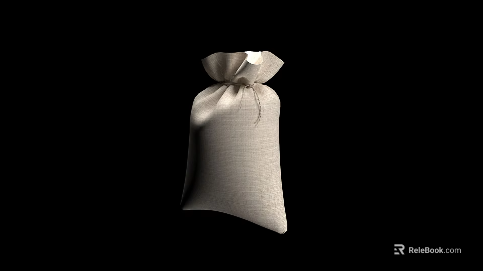 Natural Linen Storage Bag With Drawstring Closure For Everyday Use 3d model 