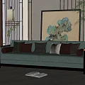New Chinese Double Sofa Multi-Person Sofa 3d model