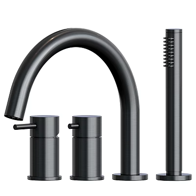 Modern Black Kitchen Faucet With Dual Handles And Detachable Cleaning Brush 3d model