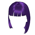 Vibrant Purple Straight Wig with Blunt Bangs and Shoulder Length Hairstyle Design