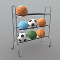 Metal Multi Tiered Sports Equipment Storage Rack With Wheels For Storing Basketballs Volleyballs Soccer Balls