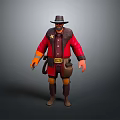 Classic Western Style Daily Life Supplies Featuring Cowboy Hat Coat Belt Boots And Pouch