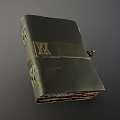Antique Leather Bound Book With Dark Cover Metal Clasp And Yellowed Pages 3d model