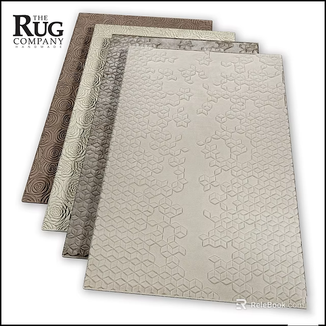 Stylish Square Rugs With Neutral Tones And Intricate Textured Patterns For Home Decor 3d model 