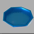 Blue Octagonal Tray with Smooth Surface and Grid Pattern on Black Background with Reflective Finish 3d model