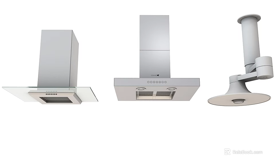 Kitchen Appliances Featuring Modern Stainless Steel Range Hoods In Different Styles 3d model 