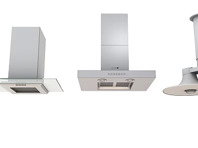 Kitchen Appliances Featuring Modern Stainless Steel Range Hoods In Different Styles 3d model