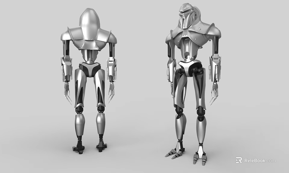 Smart Robotic Machines With Silver Metallic Body And Different Design Structures 3d model 