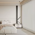 Elegant Modern Bedroom Interior With Large Bed Blanket Decorative Painting Wardrobe And Natural Light
