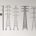 Electric pole High voltage tower High voltage line Transmission tower Signal tower Power facilities Equipment cable 3d model