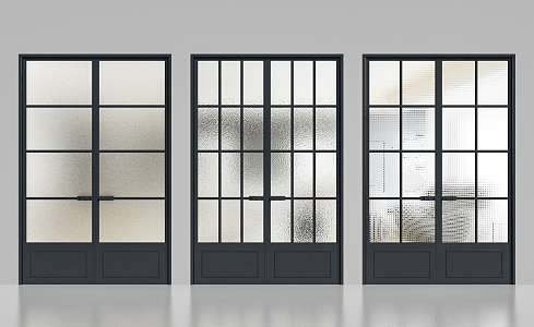 French Glass Door Double Door 3d model