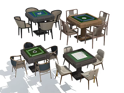 Multiple Modern Entertainment Game Tables With Different Designs And Matching Chairs 3d model