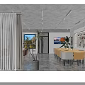Modern Public Office Space Interior With Open Layout Sofa Table Green Plants And Wall Art