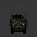 Military Armored Vehicle With Cannon Antennas Camouflage And Six Wheels