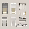 Modern Wall Mounted Bathroom Racks In Black And White With Towels And Toiletries