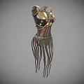 Character Golden Breastplate With Decorative Shoulder And Tentacle Like Waist Tassels